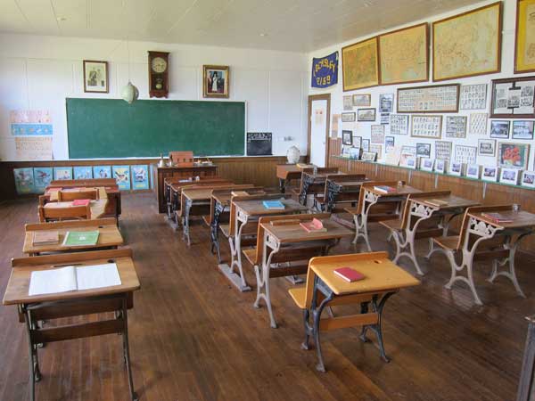 Interior of Ottawa School building at Grandview Museum