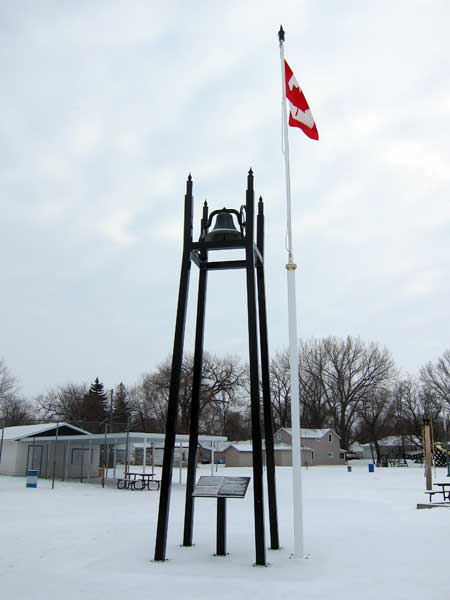 Gretna Peace Bell on the site of the third Gretna School