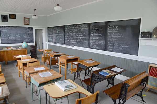 Interior of the former East Rosser School at the museum