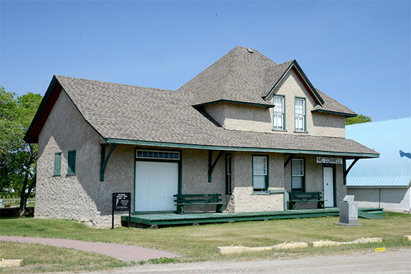 The former Canadian National Railway station from McConnell at the Hamiota Pioneer Club Museum
