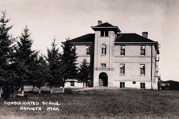 Postcard view of the eight-classroom Hamiota School