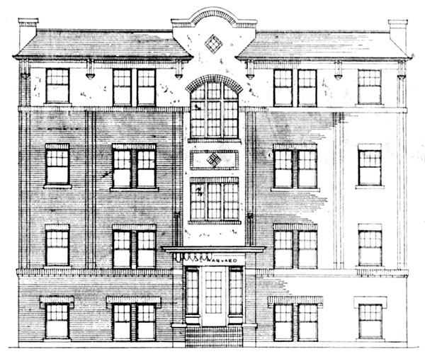 Architectural drawing of Harvard Apartments