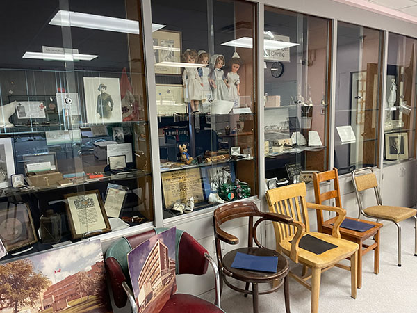 An exhibit in the HSC Archives and Museum