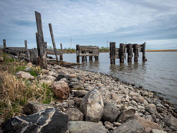 Wooden pier of the former Hecla Island Ferry