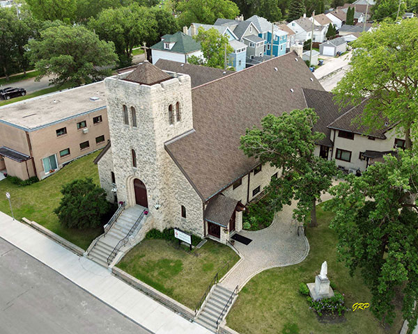 Aerial view of Holy Cross Roman Catholic Church