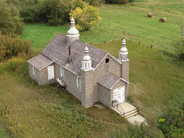Aerial view of the former Holy Ghost Ukrainian Catholic Church