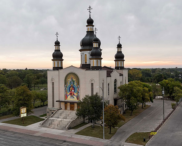 Aerial view of Holy Trinity Ukrainian Orthodox Cathedral