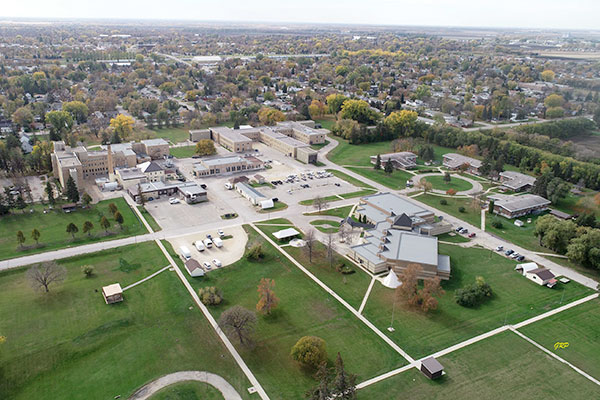 Aerial view of buildings at Manitoba Development Centre