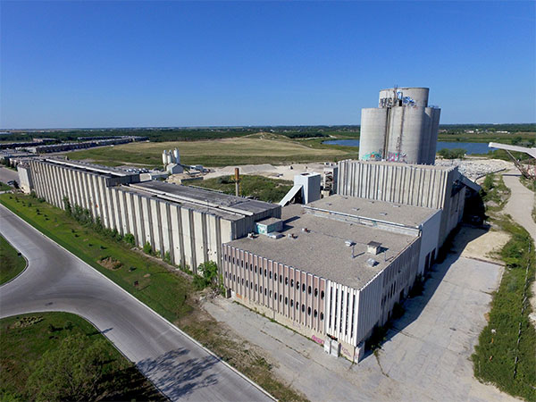 Aerial view of the former Inland Cement plant