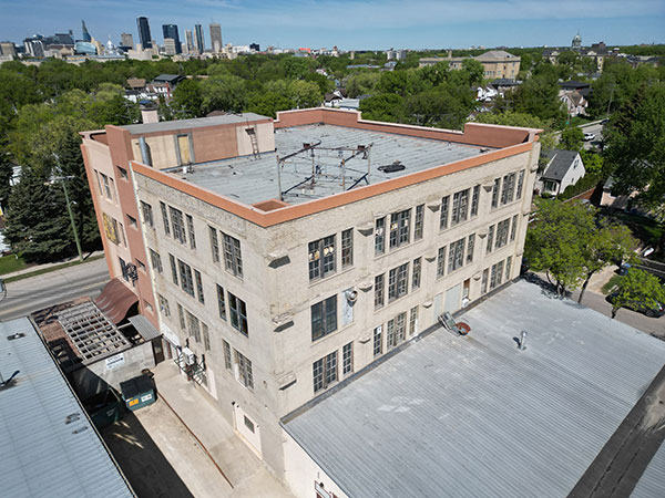 Aerial view of the former International Laboratories Building