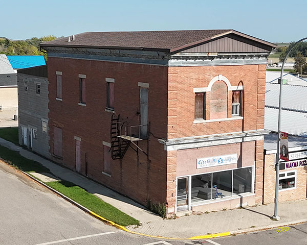 Aerial view of the Odd Fellows Hall