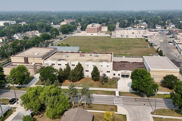 Aerial view of John Henderson Junior High School