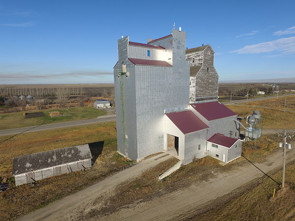Aerial view of the Paterson grain elevator at Kane