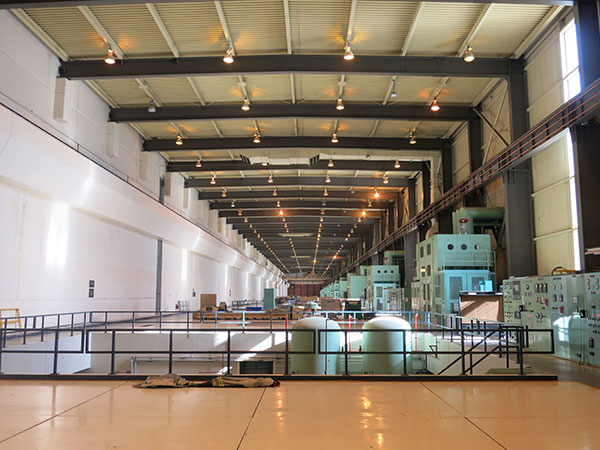 Interior of the powerhouse at the Kettle Generating Station
