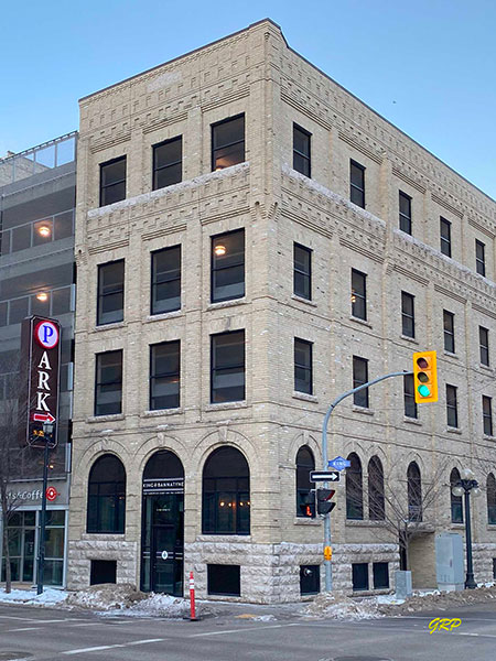 Bedford Parkade with facade of King Building