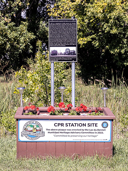 Canadian Pacific Railway Station commemorative monument at Lac du Bonnet