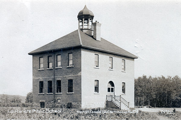 Postcard view of La Riviere School