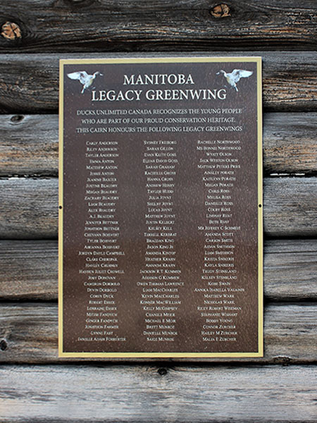 Manitoba Legacy Greenwing Volunteers Plaque