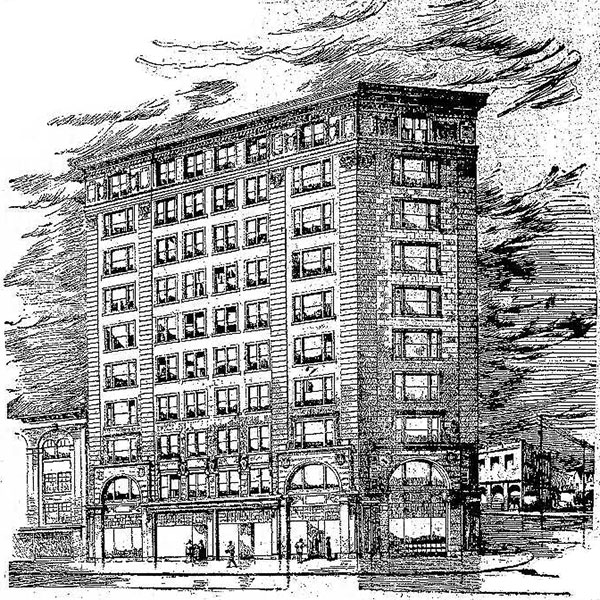 Architectural drawing of the Lindsay Building