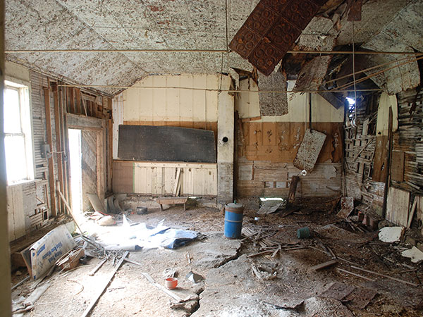 Interior of the former Little Mountain School building
