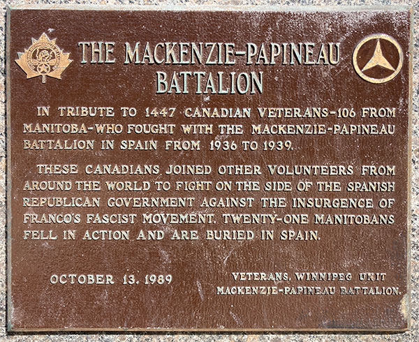 MacKenzie-Papineau Battalion Plaque