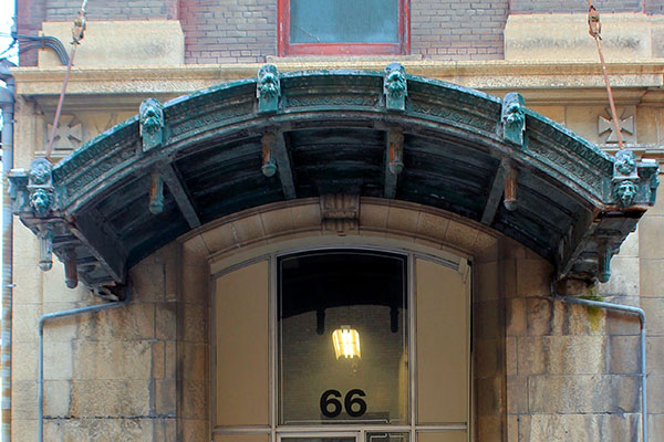 Entrance detail at Maltese Cross Building