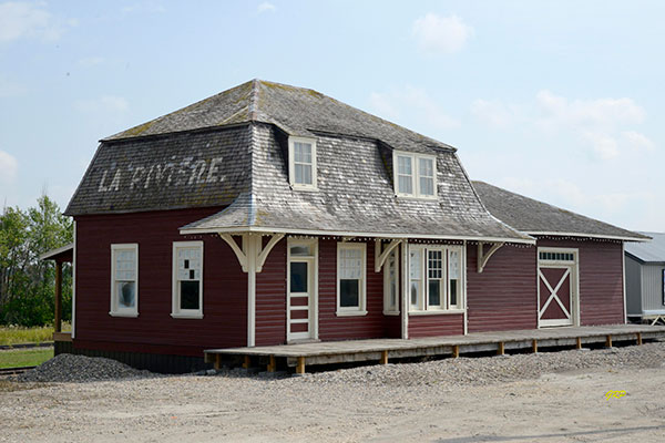 Former Canadian Pacific Railway station from La Riviere at Manitou