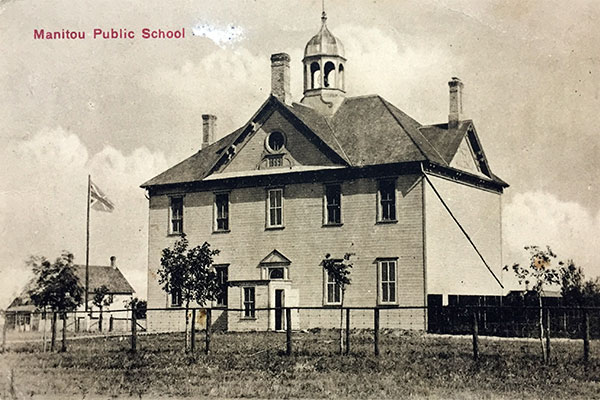 Postcard view of Manitou School