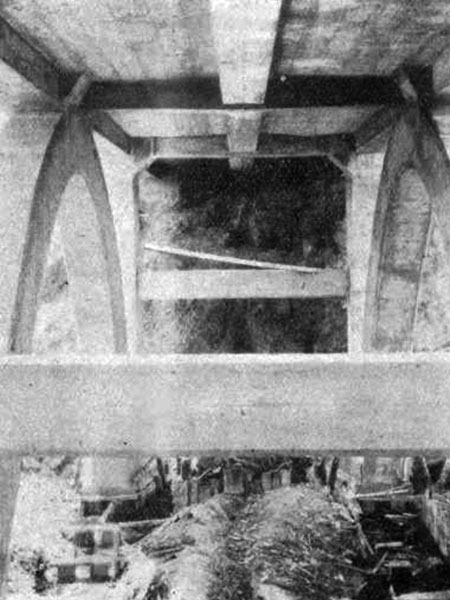 Underside of concrete arch bridge no. 202 at McKinnon’s Ravine near Margaret