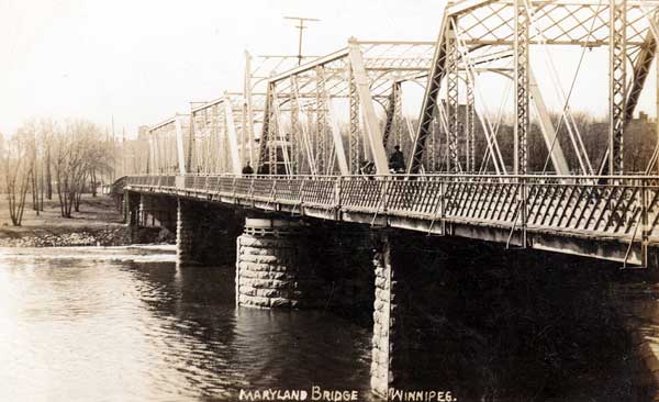 The first Maryland Bridge, a steel truss structure that stood at the site from 1894 to 1921