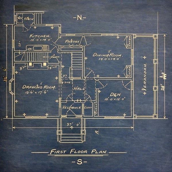 Architectural plan for the first floor of the McMurray House