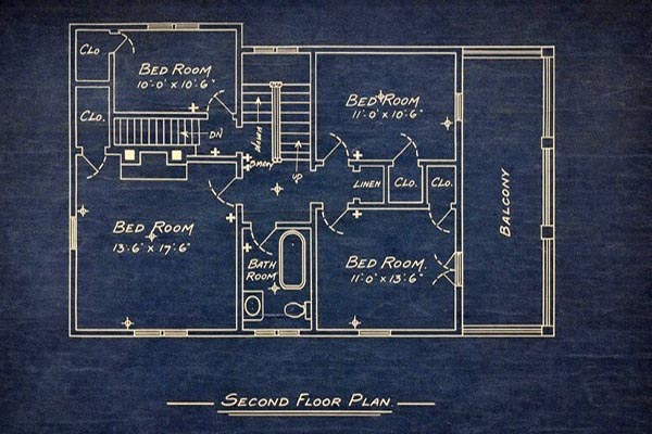 Architectural plan for the second floor of the McMurray House