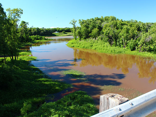 Mouth of the Rat River flowing into the Red River