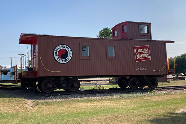 Former CPR caboose at the Canadian National Railway station at Miami