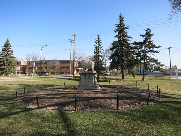 Second bison statue in Midwinter Park