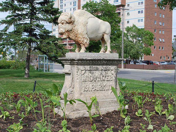 Second bison statue in Midwinter Park