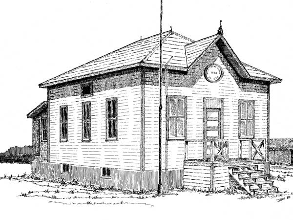 Sketch of the original Mill Creek School building