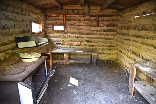 Interior of the Moggey Cabin replica