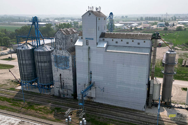 Aerial view of the former United Grain Growers grain elevator at Morden