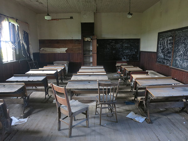 Vandalized interior of Mowbray School