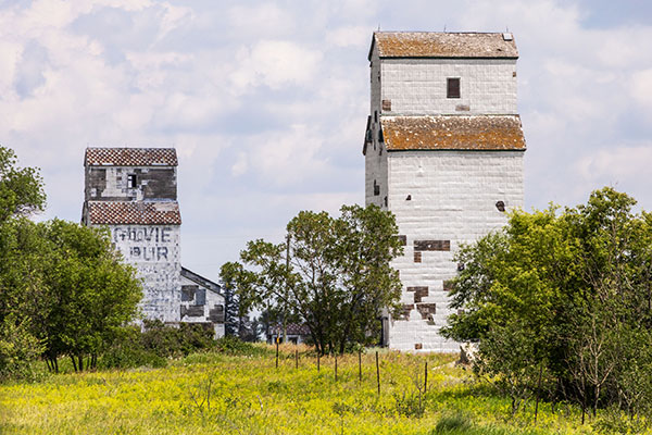 The former grain elevators at Napinka