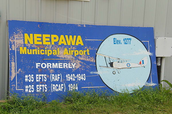 Commemorative sign for No. 26 Elementary Flying Training School at the Neepawa Airport