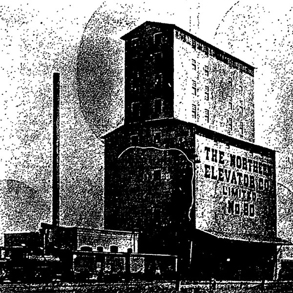 Northern Grain elevator and powerhouse at left