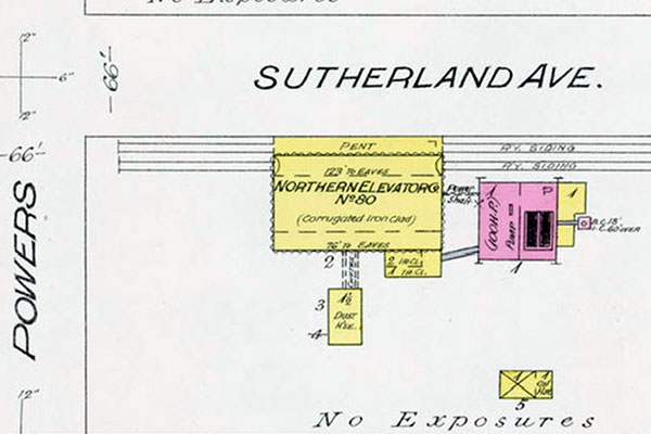 Fire insurance map showing the Northern Grain elevator at Winnipeg