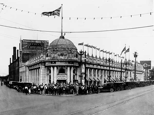 The Industrial Bureau Exposition Building was the headquarters of the Citizens Committee of 1000 during the 1919 Winnipeg General Strike