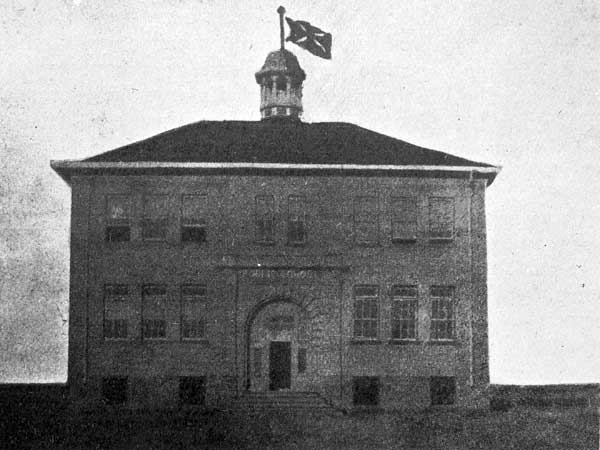 The two-storey, four-classroom Oak River School, constructed between 1906 and 1907 and destroyed by fire in October 1908