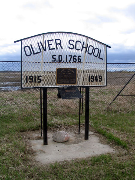 Oliver School commemorative sign