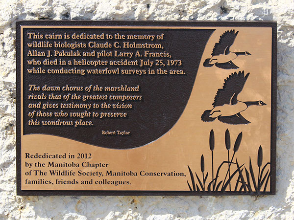Pakulak commemorative plaque at Oak Hammock Marsh