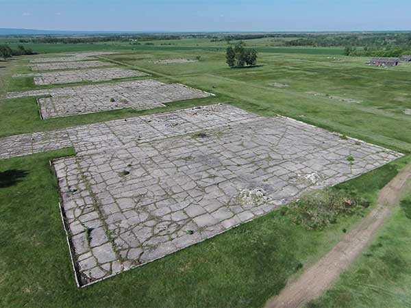 Aerial view of the former hangar sites