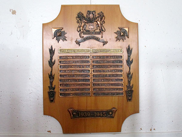 War memorial plaque for Pettapiece United Church